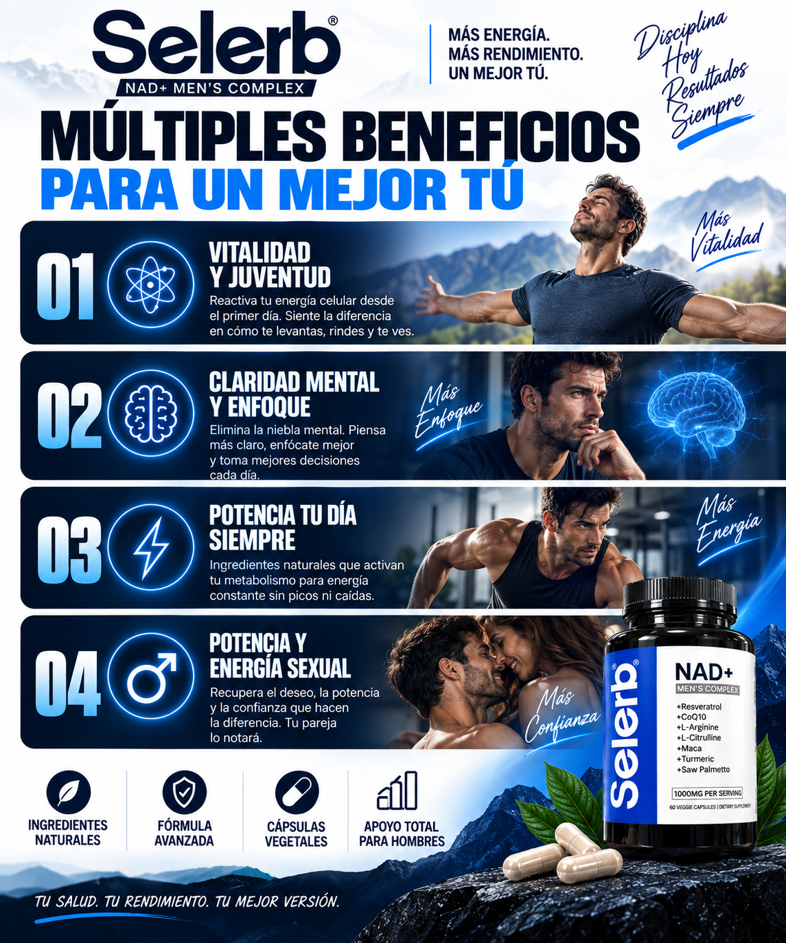 Selerb NAD+ 2x1 Aumenta tu rendimiento desde el 1 dia