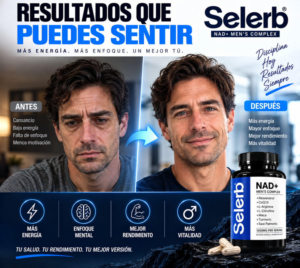 Selerb NAD+ 2x1 Aumenta tu rendimiento desde el 1 dia