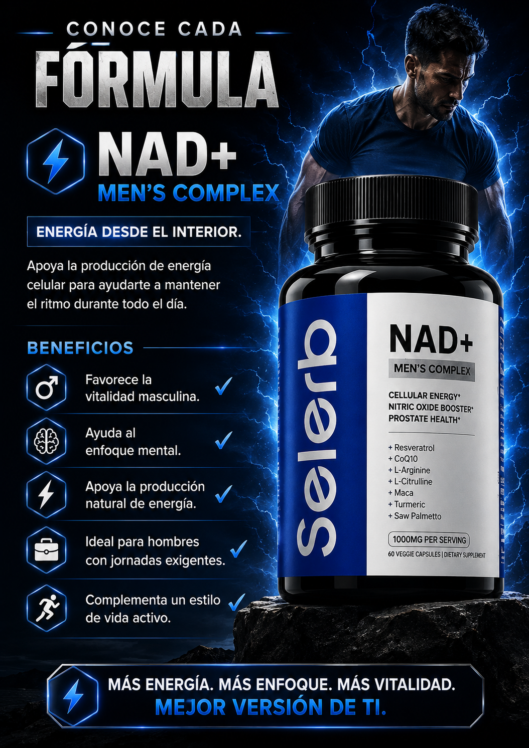 🔥 ALPHA MEN STACK™SELERB NAD MEN +NITRIC OXIDE+ MAGNESIO COMPLEX💊